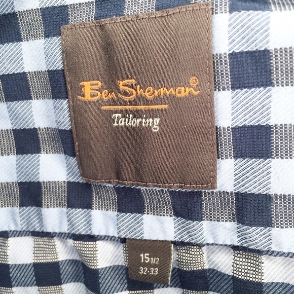 BEN SHERMAN | Men's navy & white check button down - Picture 2 of 2